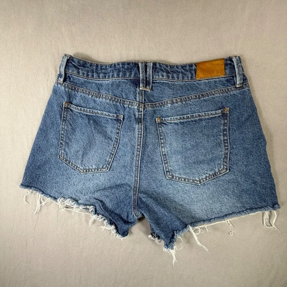 Unpublished Denim Shorts Womens 29 Blue Distressed Raw Hem Cutoff Mid Rise